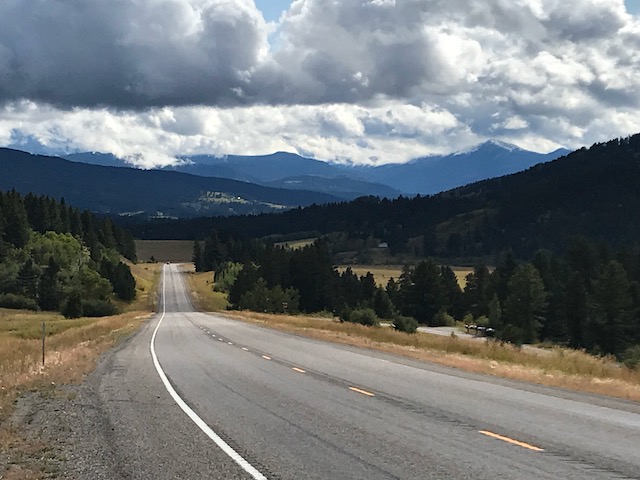 Road receding into a distant landscape